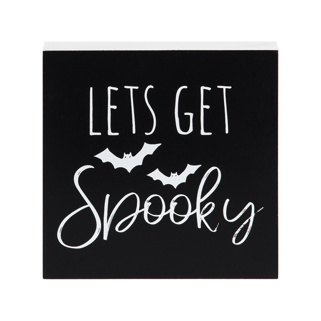 5" "Lets Get Spooky" Script Block Halloween Shelf Sitter Centerpiece Decoration